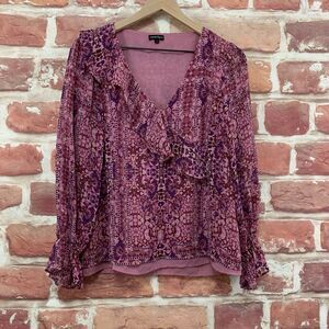 Nanette Lepore Top Women's Small Pink Multicolor Silk Boho Shirt